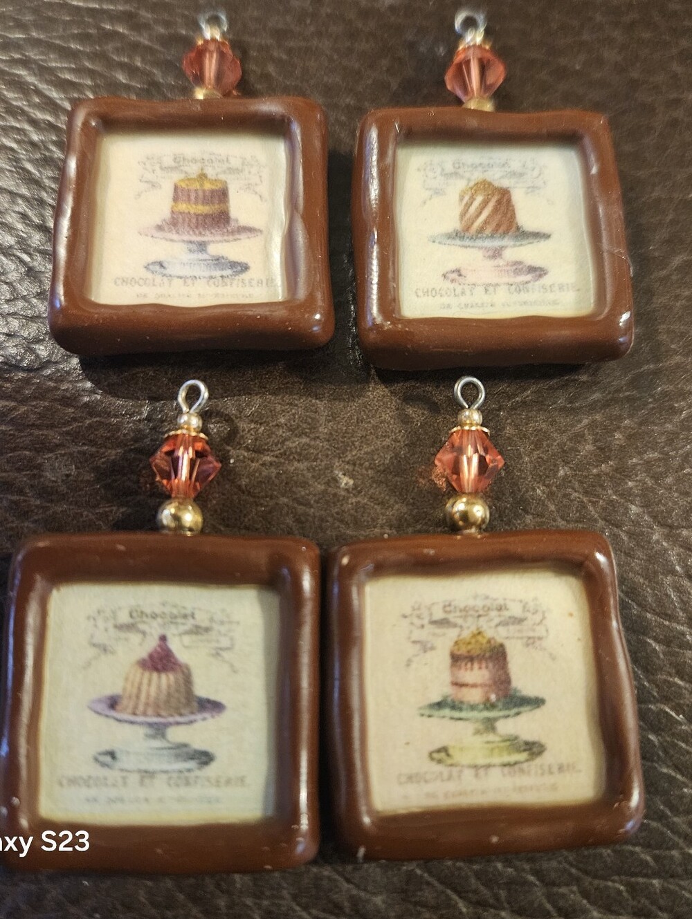 Handcrafted Miniture Brown Chocolate Dessert Pendant Set